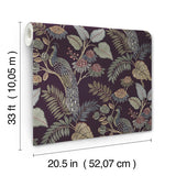 4173-27644 Geneva Plum Peacock Paradise Wallpaper