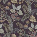 4173-27644 Geneva Plum Peacock Paradise Wallpaper