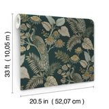  4173-27645 Geneva Sea Green Peacock Paradise Wallpaper