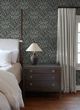 4173-27653 Collins Teal Damask Wallpaper