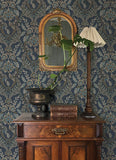 4173-27653 Collins Teal Damask Wallpaper