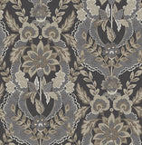 4173-27654 Collins Charcoal Damask Wallpaper