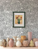 4197-27854 Ambroise Black Abstract Floral Wallpaper