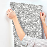  4197-27854 Ambroise Black Abstract Floral Wallpaper