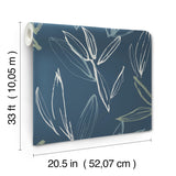  4197-27855 Kenia Indigo Leaf Toss Wallpaper