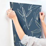  4197-27855 Kenia Indigo Leaf Toss Wallpaper