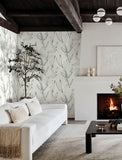 4197-27856 Kenia Green Leaf Toss Wallpaper