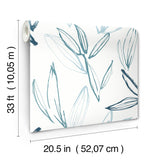  4197-27857 Kenia Blue Leaf Toss Wallpaper