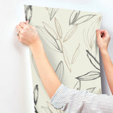  4197-27859 Kenia Neutral Leaf Toss Wallpaper