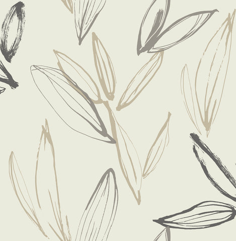  4197-27859 Kenia Neutral Leaf Toss Wallpaper