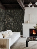  4197-27860 Kenia Black Leaf Toss Wallpaper