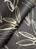 4197-27860 Kenia Black Leaf Toss Wallpaper