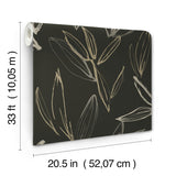  4197-27860 Kenia Black Leaf Toss Wallpaper
