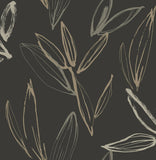  4197-27860 Kenia Black Leaf Toss Wallpaper