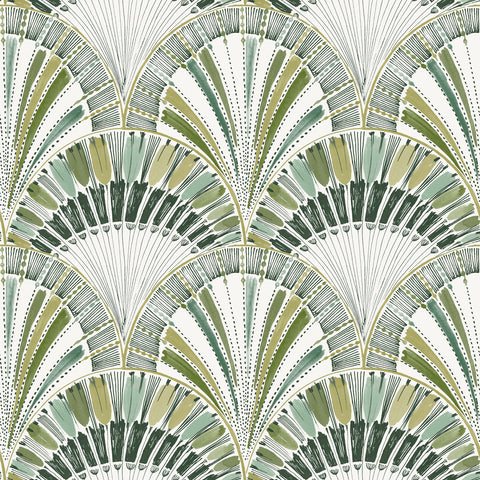 4197-27862 Myla Green Fanning Reeds Wallpaper