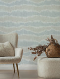  4197-27865 Wiggle Sky Blue Ikat Stripe Wallpaper
