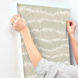  4197-27866 Wiggle Green Ikat Stripe Wallpaper