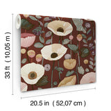  4197-27874 Mindra Maroon Floral Trail Wallpaper