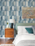  4197-27880 Otto Blue Abstract Geometric Wallpaper