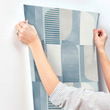  4197-27880 Otto Blue Abstract Geometric Wallpaper