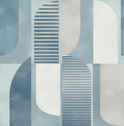 4197-27880 Otto Blue Abstract Geometric Wallpaper