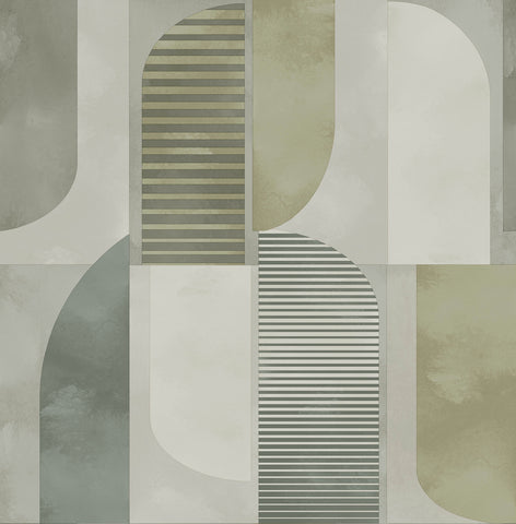 4197-27881 Otto Green Abstract Geometric Wallpaper
