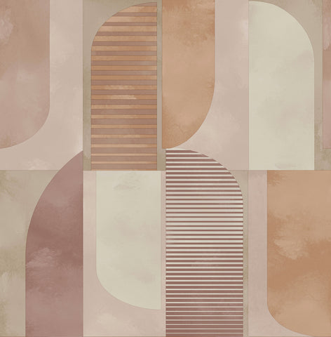 4197-27882 Otto Raspberry Abstract Geometric Wallpaper