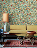 4197-27884 Manette Turquoise Birds in the Bush Wallpaper