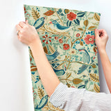 4197-27884 Manette Turquoise Birds in the Bush Wallpaper