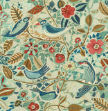 4197-27884 Manette Turquoise Birds in the Bush Wallpaper