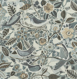  4197-27886 Manette Slate Birds in the Bush Wallpaper