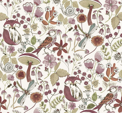 4197-83761 Wonder Plum Woodland Animals Wallpaper