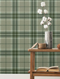 4201-20131 Emma Evergreen Plaid Wallpaper