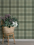 4201-20131 Emma Evergreen Plaid Wallpaper