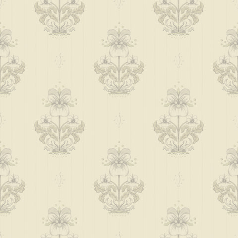 4201-48006 Gullvie Cream Pansies Wallpaper