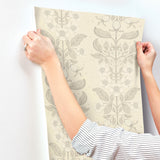 4201-48009 Rosa Cream Floral Columns Wallpaper