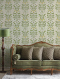  4201-48010 Rosa Green Floral Columns Wallpaper