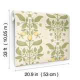  4201-48010 Rosa Green Floral Columns Wallpaper