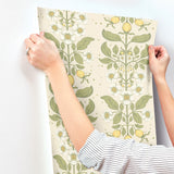  4201-48010 Rosa Green Floral Columns Wallpaper