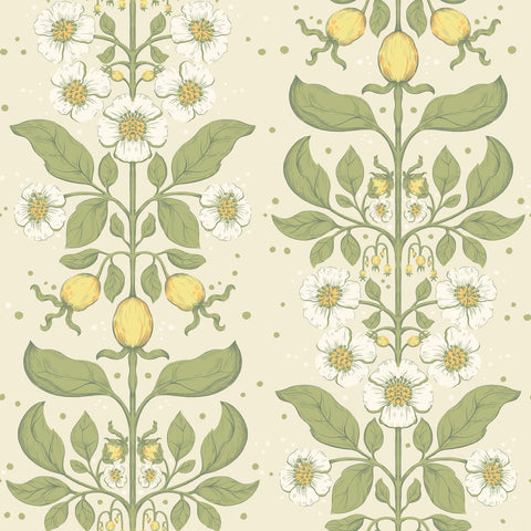  4201-48010 Rosa Green Floral Columns Wallpaper