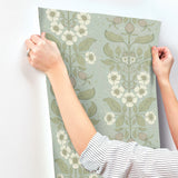 4201-48011 Rosa Sky Blue Floral Columns Wallpaper