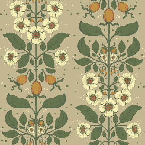  4201-48012 Rosa Light Brown Floral Columns Wallpaper