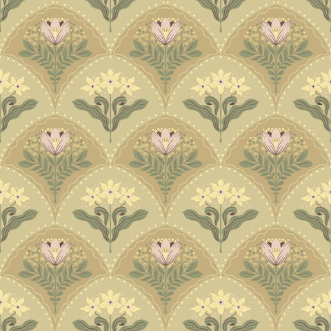 4201-48015 Maj Light Brown Floral Damask Wallpaper