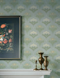  4201-48016 Maj Sky Blue Floral Damask Wallpaper