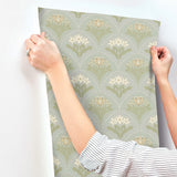  4201-48016 Maj Sky Blue Floral Damask Wallpaper
