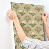 4201-48017 Maj Taupe Floral Damask Wallpaper