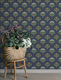 4201-48018 Maj Navy Floral Damask Wallpaper