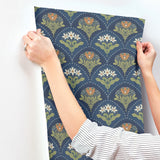 4201-48018 Maj Navy Floral Damask Wallpaper