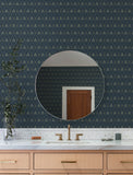 4201-48033 Alma Navy Diamond Floral Wallpaper