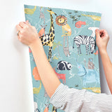 4203-27541 Safari Animals Blue Jungle Friends Wallpaper